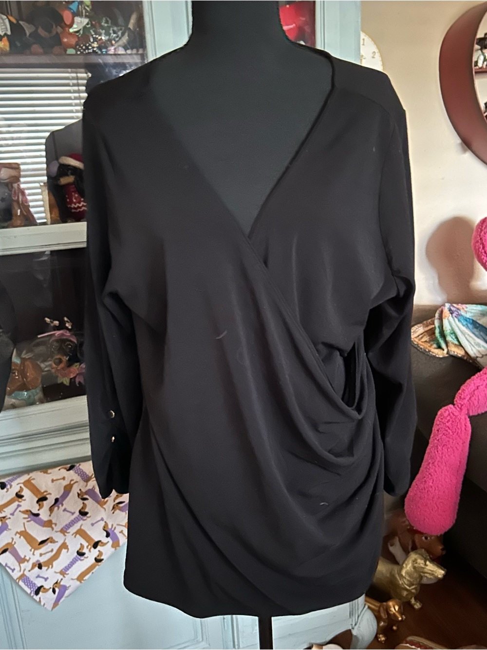 Lane Bryant Black Draped Wrap tunic